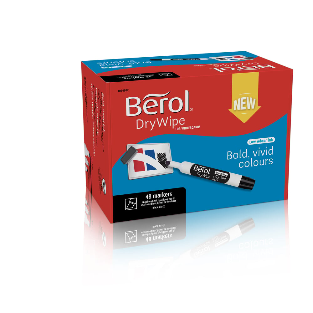 Berol Drywipe Whiteboard Markers Chisel Tip Black