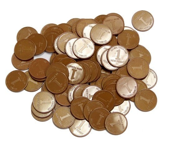 1P Coins Plastic Play Coins