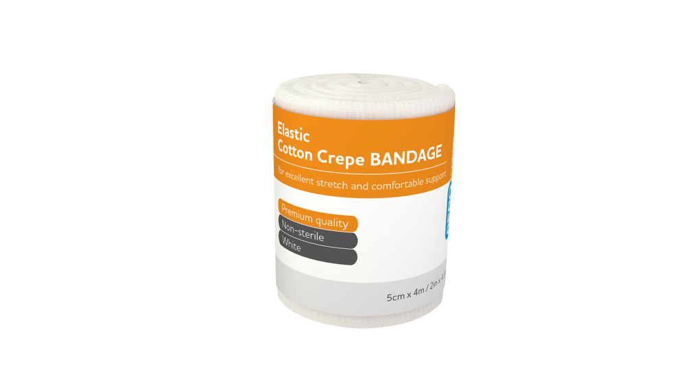Crepe Bandage With Elastic Clips 50mm X 4m
