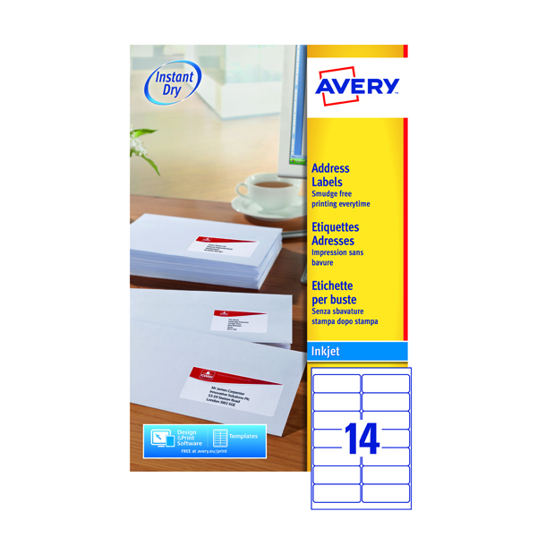 Avery Inkjet Labels - 14 Per Sheet J8163
