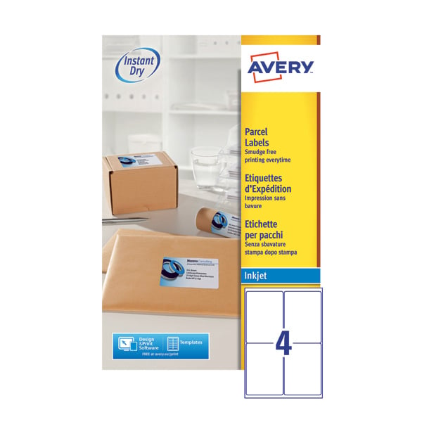 Avery Inkjet Labels - 4 Per Sheet J8169