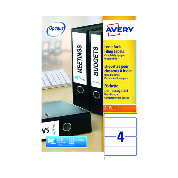 Avery Lever Arch Spine Labels White L7171