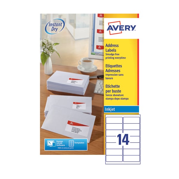 Avery Inkjet Labels - 14 Per Sheet J8163