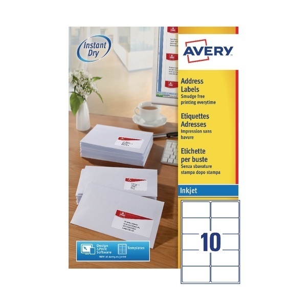 Avery Inkjet Labels - 10 Per Sheet J8173