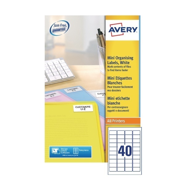 Avery Mini Laser Labels - 40 Per Sheet L7654