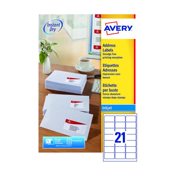 Avery Inkjet Labels - 21 Per Sheet J8160