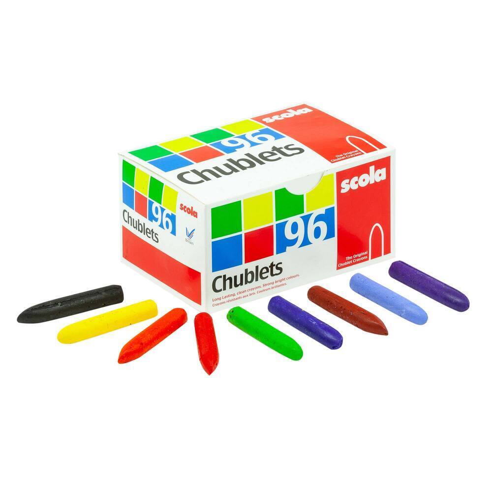 Chublet Crayons 57 x 10mm 12 Assorted Colours