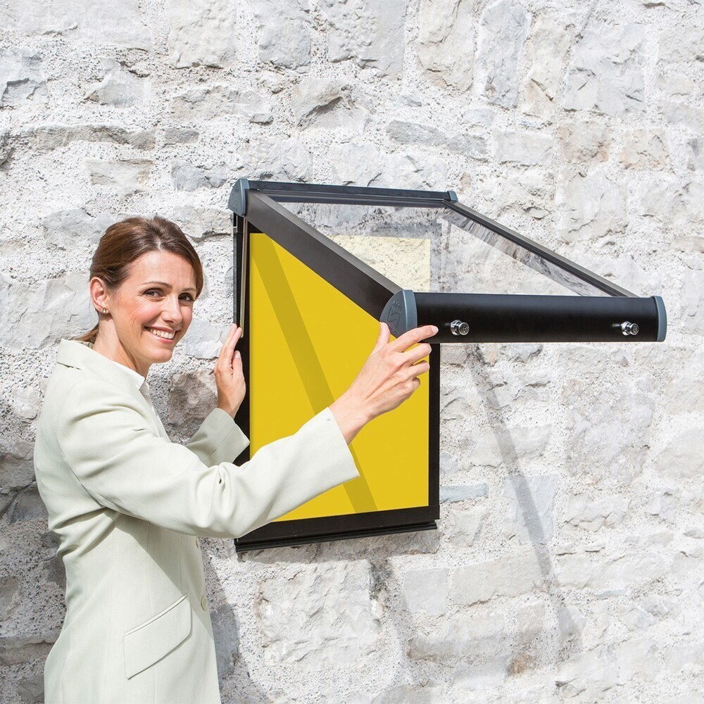 Shield Exterior Showcase 1050 X 752mm Black Frame - Yellow
