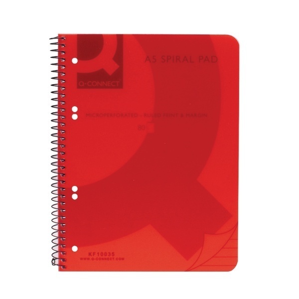 A5 Transparent Coloured Spiral Notebooks - Red