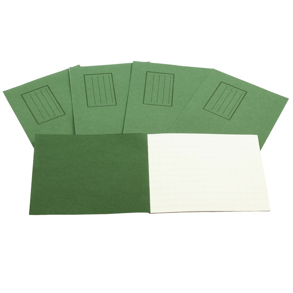 Exercise Books 5.25 X 6.5 24 Page 10mm Squared Green