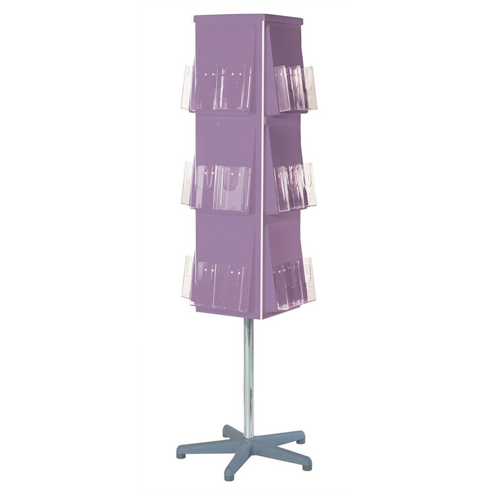 4 Sided Revolving Leaftlet Dispenser 1/3 A4 32 Pocket Lilac