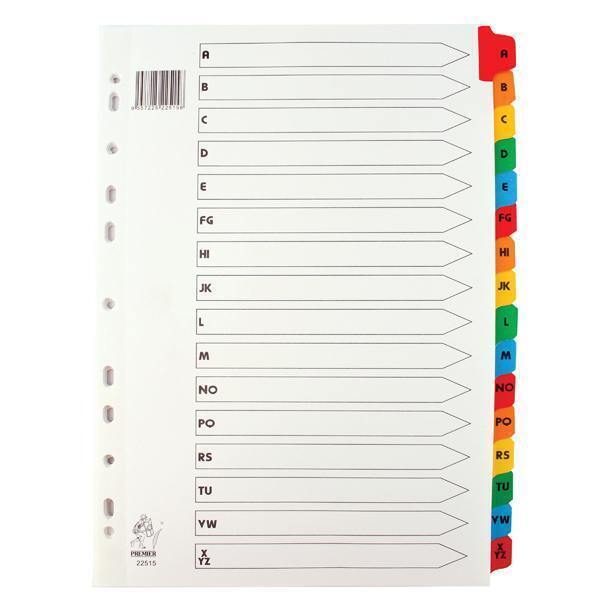 Multi-Colour Tabbed Index Dividers A-Z