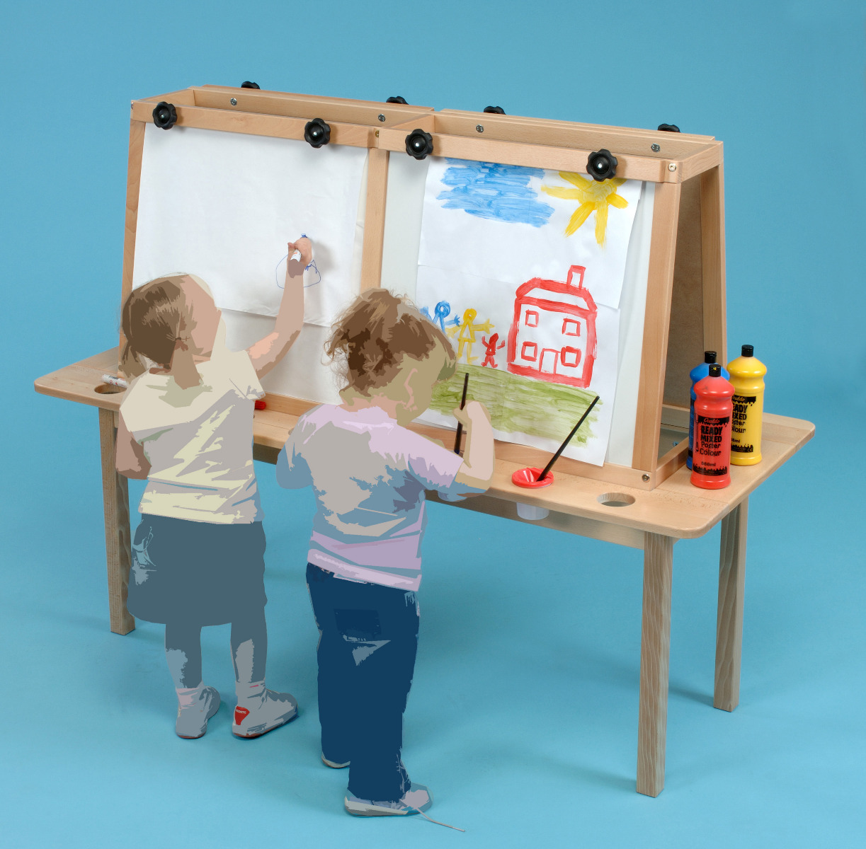 4-Person Table Easel Light Beech Finish