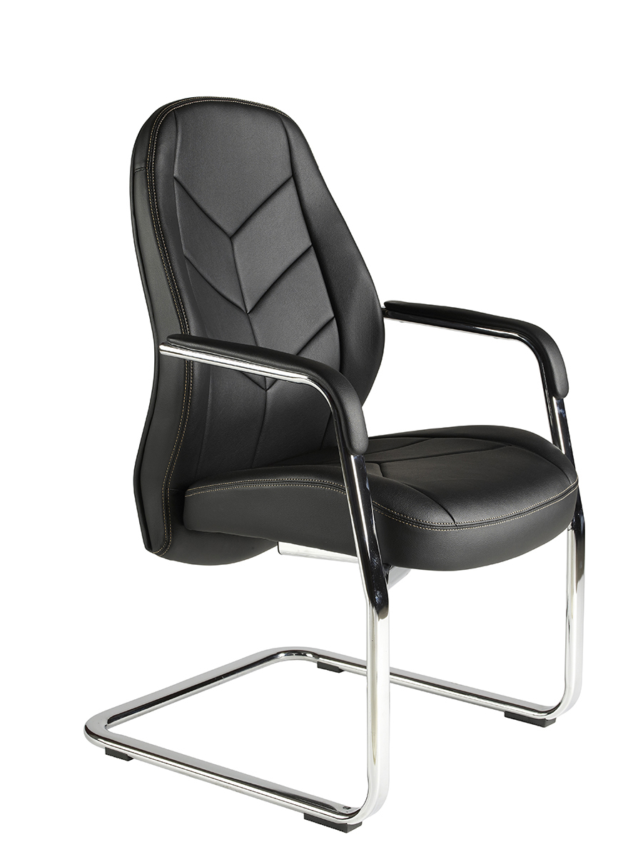Racer Black Leather Look Conference Chair