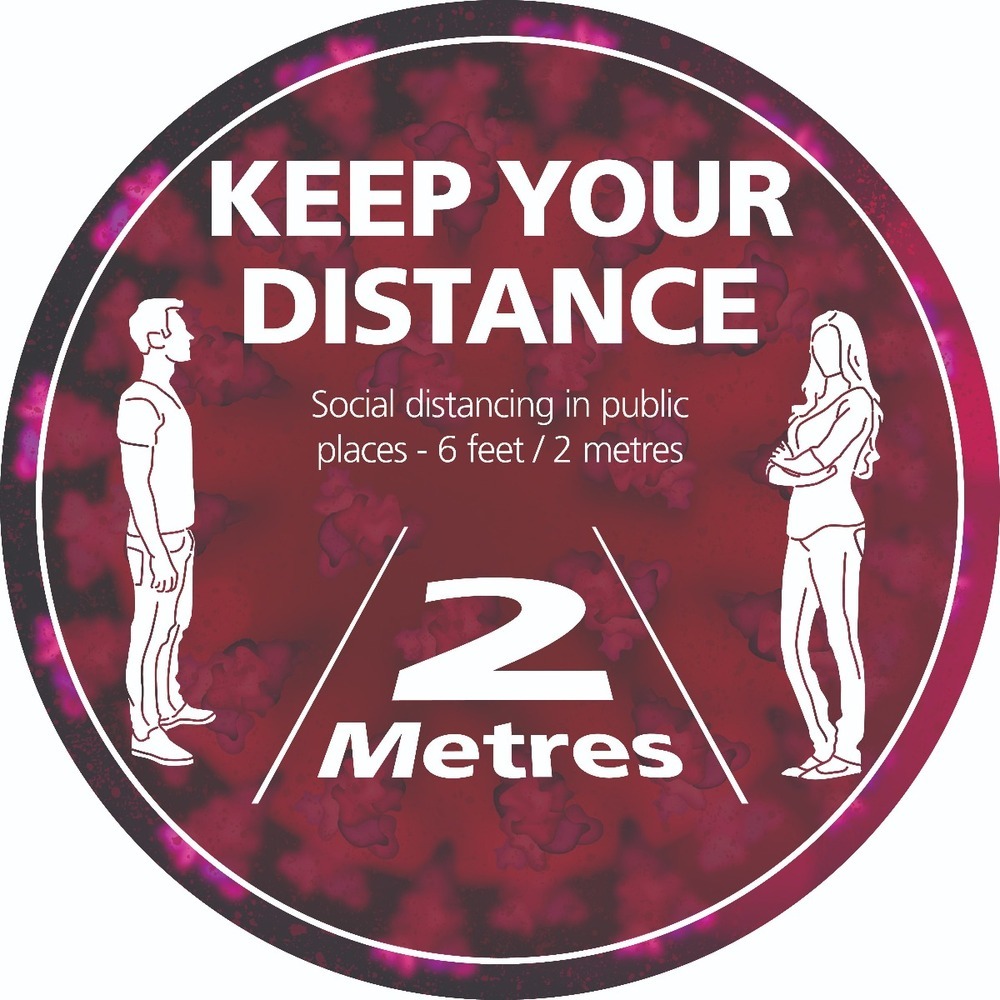 Keep Your Distance Self Adhesive Floor Sign