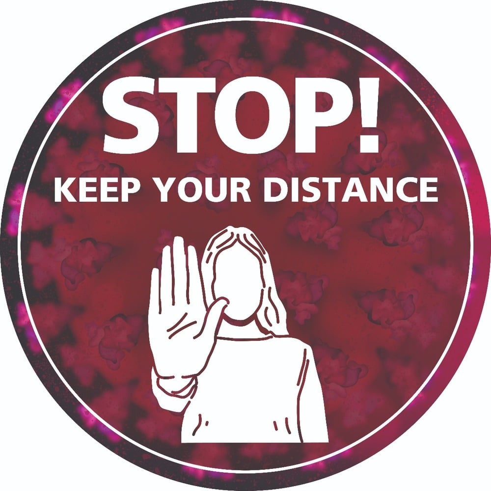 Stop! Keep Your Distance Self Adhesive Floor Sign